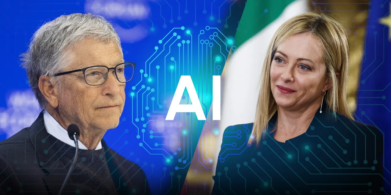 IA em Pauta: Meloni e Bill Gates na mesa de Discussão