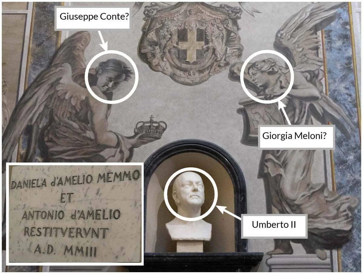 Anjo com rosto de Meloni na Basílica: a pista que liga Umberto II e as joias da Coroa de Savoia