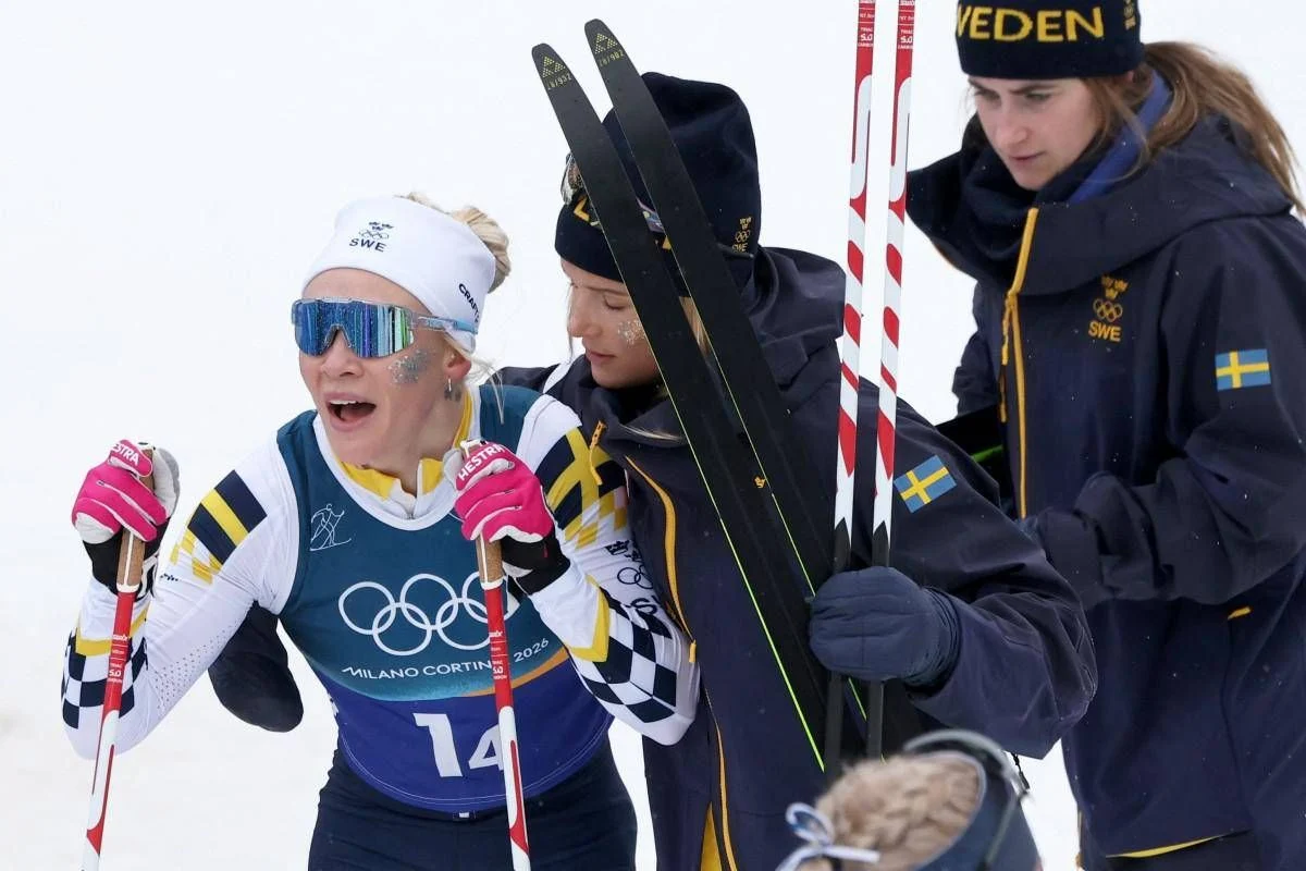 Queda de Ebba Andersson e erro do skiman: Suécia perde ouro e fica com prata na staffetta feminina em Milano Cortina