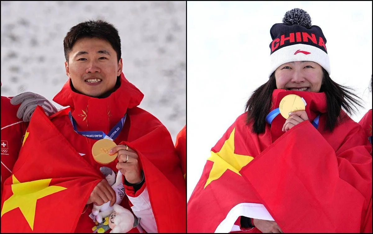 Milano Cortina 2026: casal chinês Xindi Wang e Mengtao Xu conquistam ouro no aerials