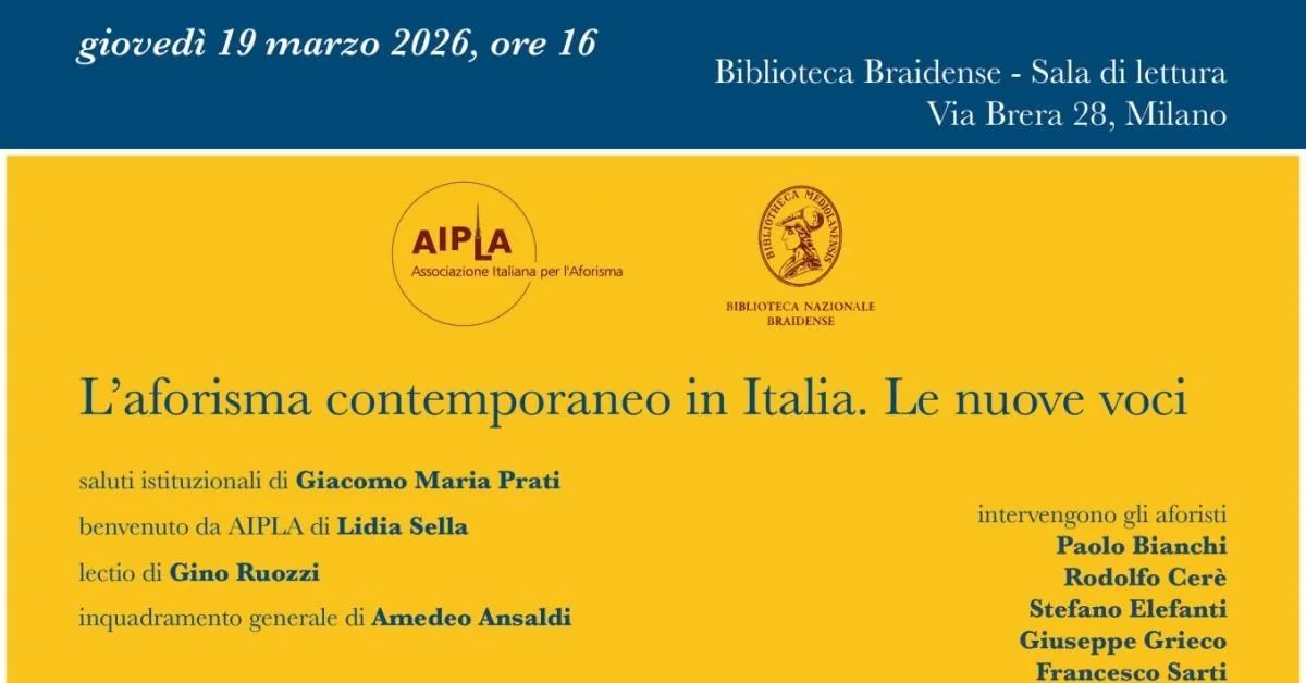 Aforisma contemporâneo em Milão: encontro na Biblioteca Braidense celebra novas vozes