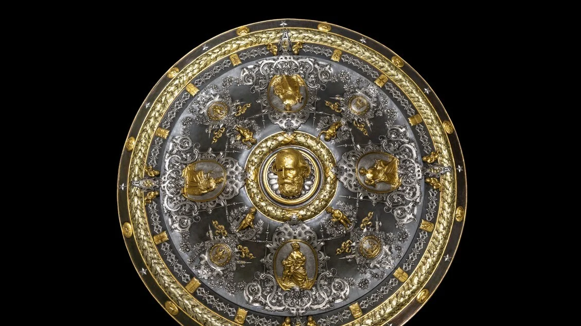 Escudo de Garibaldi restaurado em exibição no Palazzo Venezia, em Roma