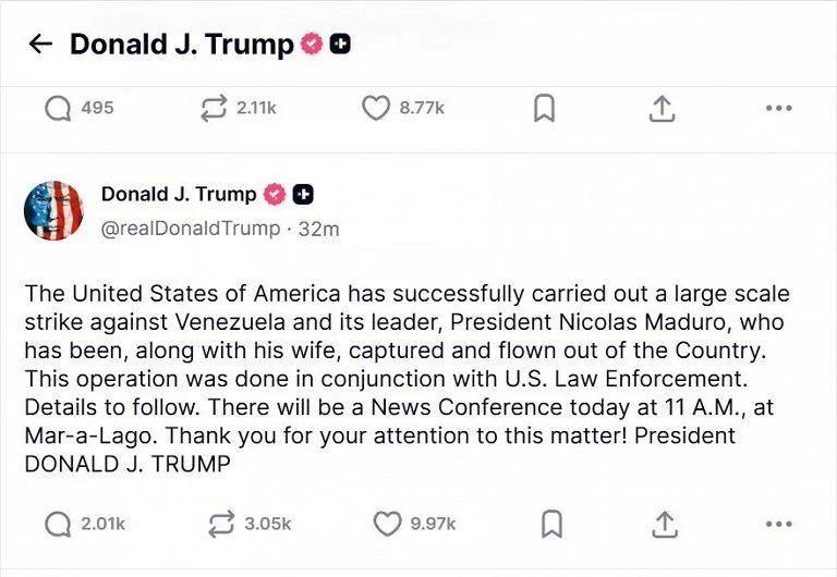 L'attacco Usa. Trump: "Catturati Maduro e la moglie, portati fuori dal Venezuela" — rainews.it