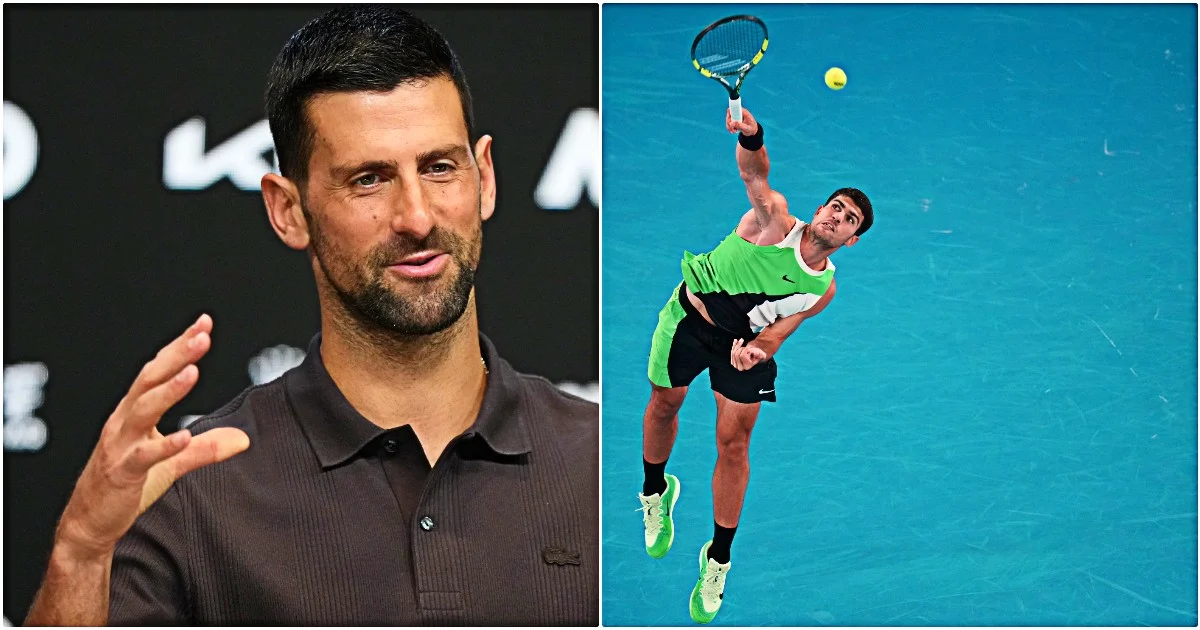 Djokovic provoca Alcaraz no Australian Open após mudança no serviço: 'Precisamos falar de direitos autorais'