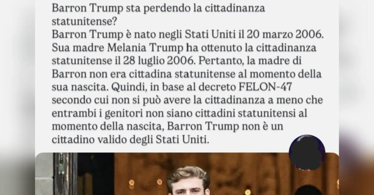Viral sobre retirada da cidadania de Barron Trump é mentira: entenda o erro jurídico