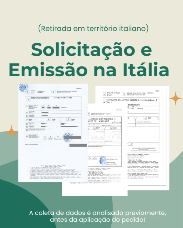 Solicitação de certidão italiana - Território Italiano