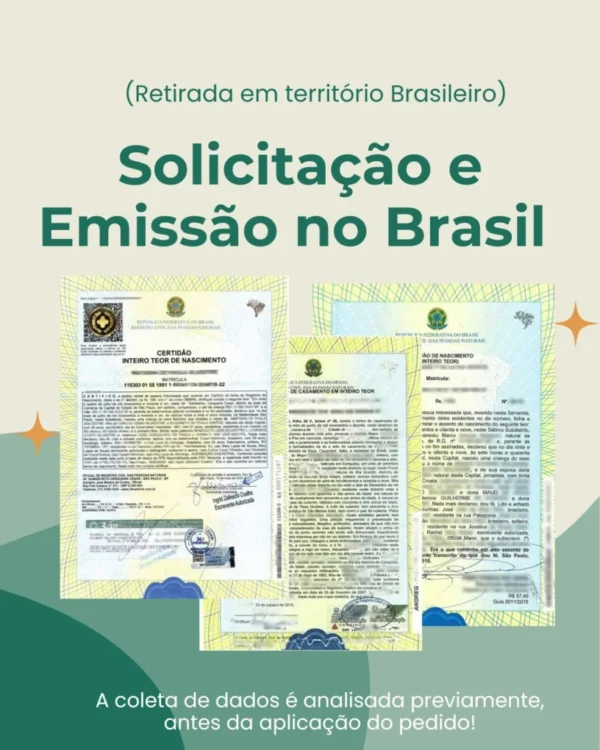Solicitação de Certidão em inteiro teor - Território Brasileiro