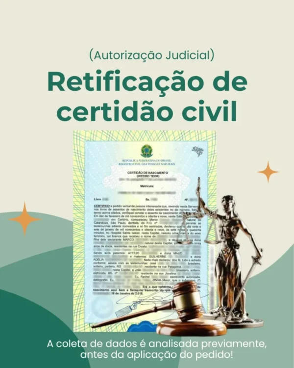 Retificação judicial de Certidão Civil