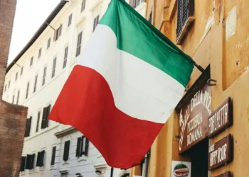 Italy flag on wall