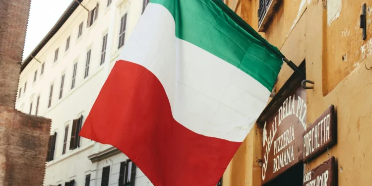 Italy flag on wall
